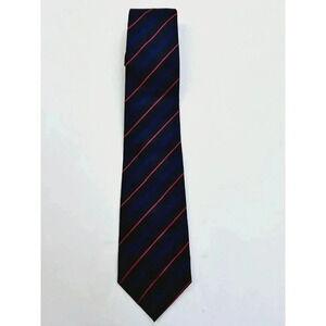 Faconnable Black Red Blue Stripe Silk Made In Italy Men's Necktie
